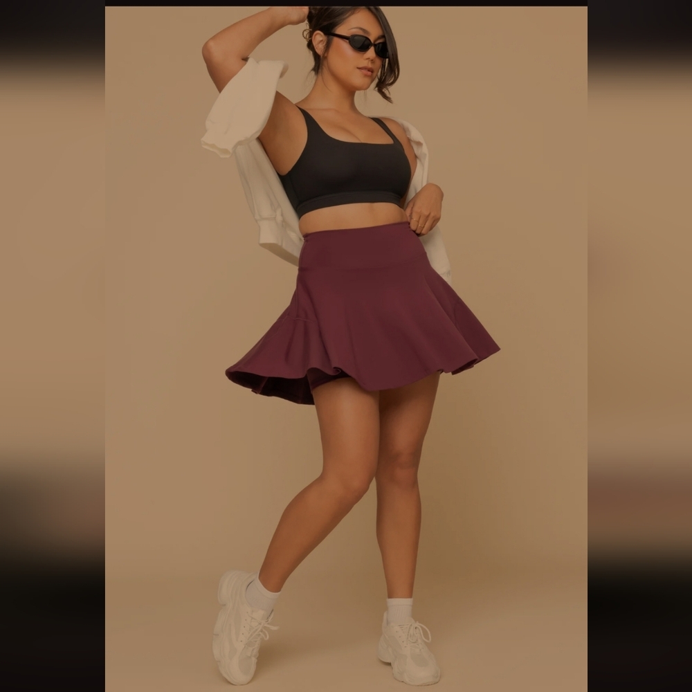 POPFLEX Longer Twirl Skirt Plum